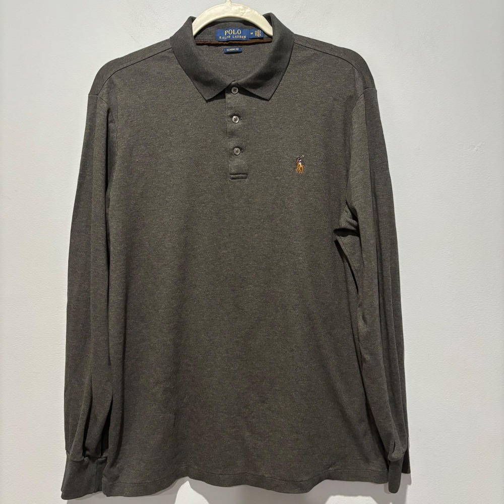 Polo Ralph Lauren Mens Long Sleeve Polo Shirt  Medium Jersey Cotton